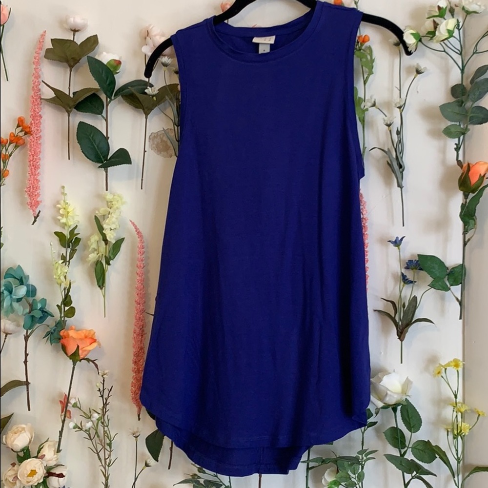 High neck, royal blue tank top
